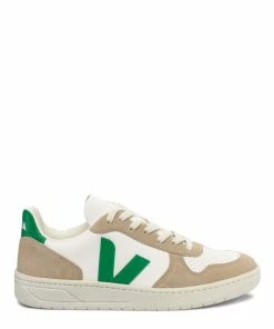 Veja Baskets V 10 Chromefree Cuir Extra Blanc Émeraude