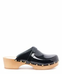 Sabot Youyou Sabots Yren Rock Bois Cuir Verni Noir